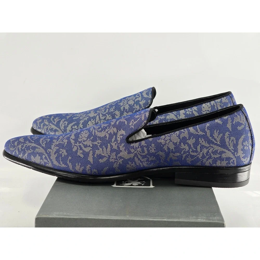 Stacy Adams Savino Loafers Mens Size 12 Blue Multi Paisley Floral Slip On - New